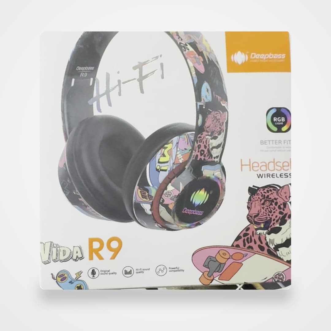 Casque Bluetooth Deepbass R9 Vida — RGB, motif graffiti