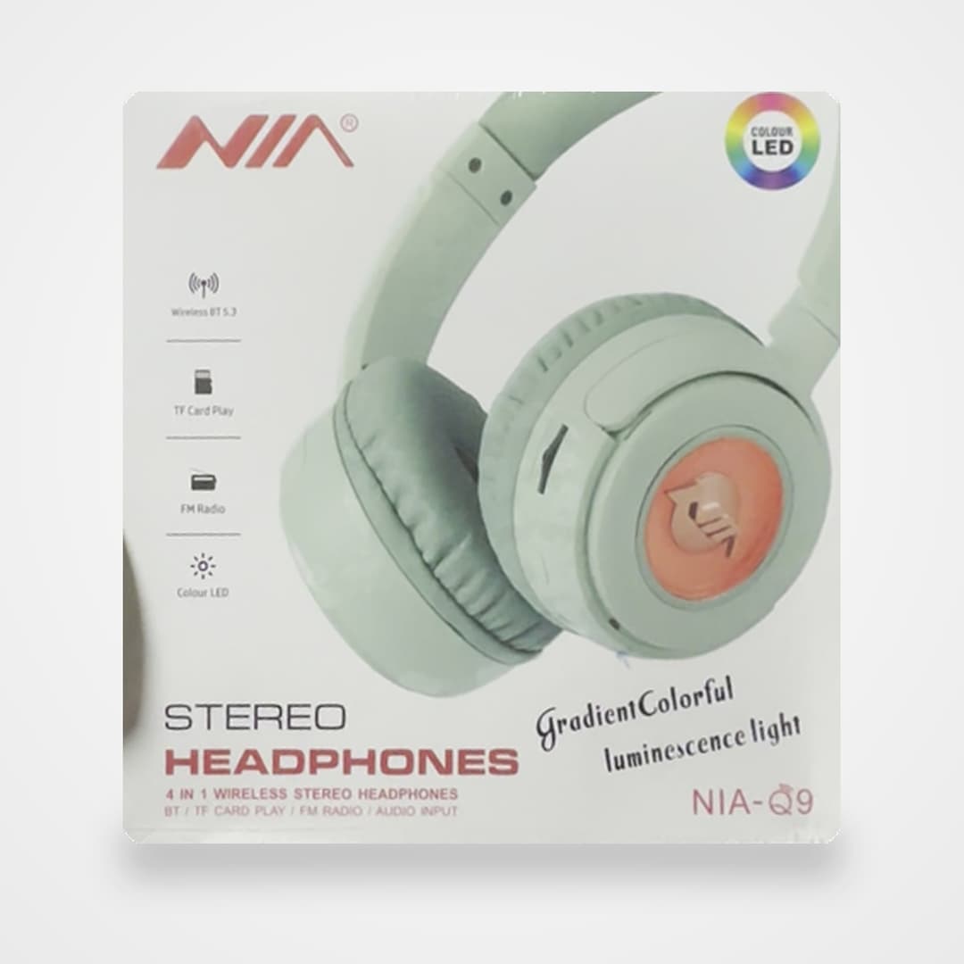 Casque NIA-Q9 4 en 1 LED dégradé — Bluetooth 5.3, carte TF, radio FM
