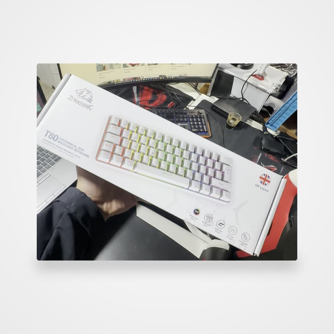 Clavier mécanique gaming Ziyoulang T60 — 60 % RGB, blanc