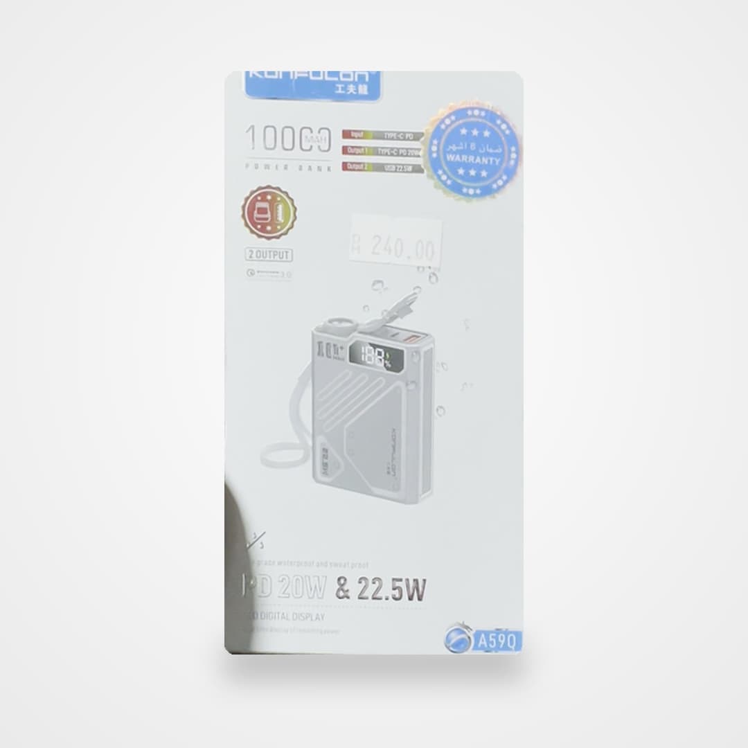 Batterie externe Konfulon A59Q 10 000 mAh étanche — PD 20 W